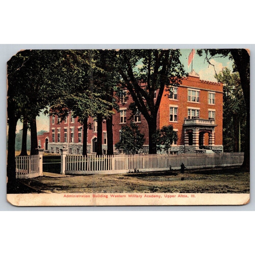 Vtg 1913 Postcard Western Military Academy Administration Bldg Upper Alton IL